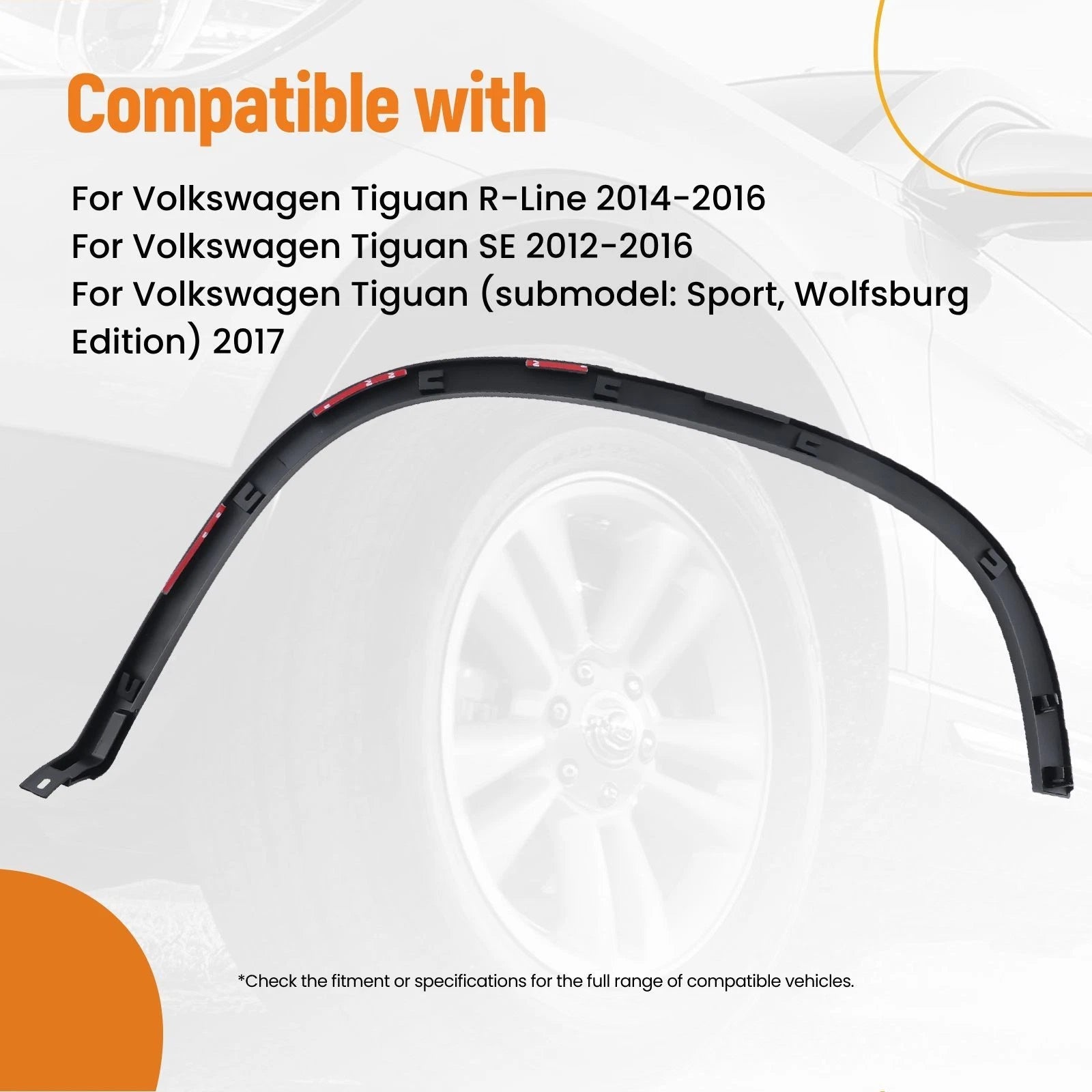 Fender Flare Molding Trim for VW Tiguan R-Line (2014–2016) Black