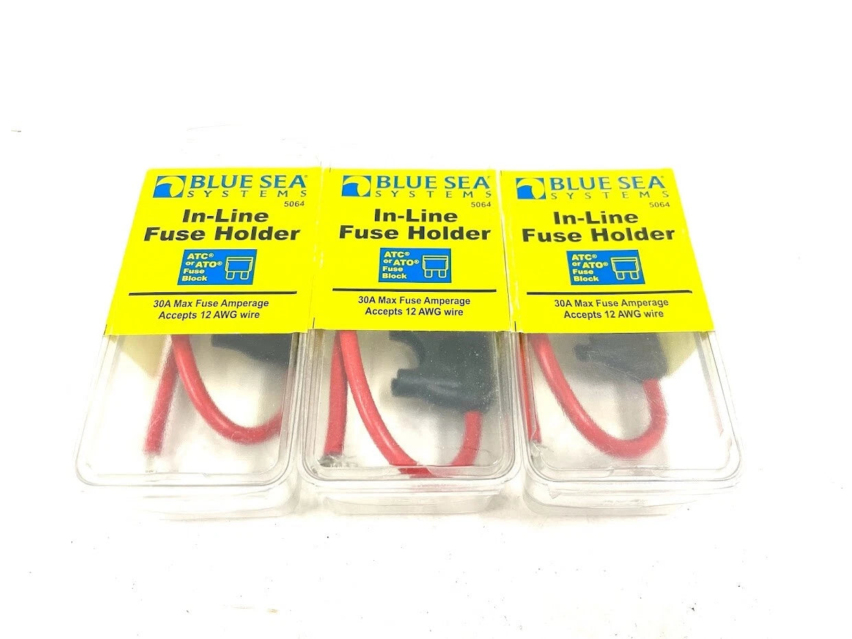 Pack of 3 In-Line ATO/ATC Fuse Holders for Blue Sea Systems 5064