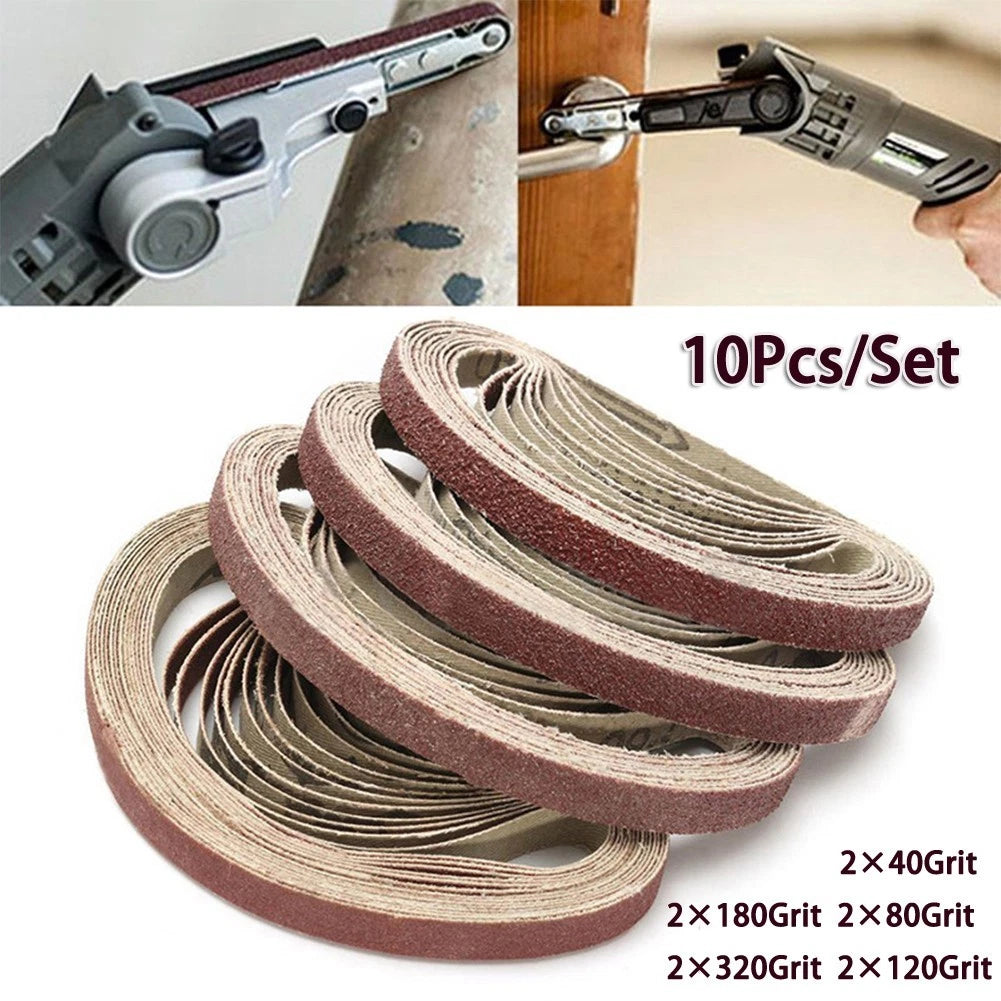Set of 10 Air Belt Sanding Belts 40 80 120 180 320 Grit