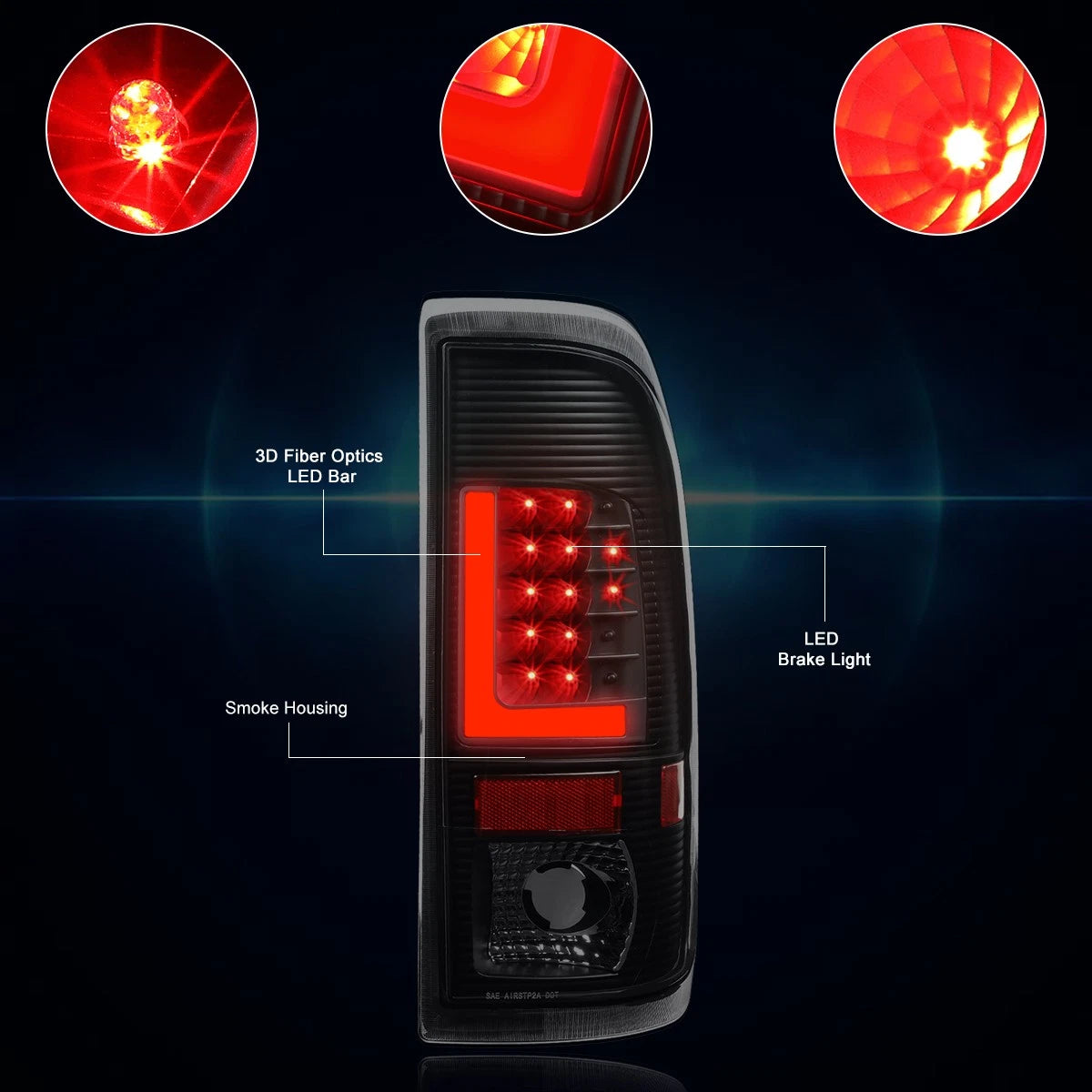 3D LED L-Bar Tail Light for Ford Super Duty (1997–2007) Tinted