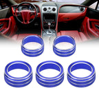 5pcs Air Conditioner Volume Switch Knob Cover Ring Blue for Honda 