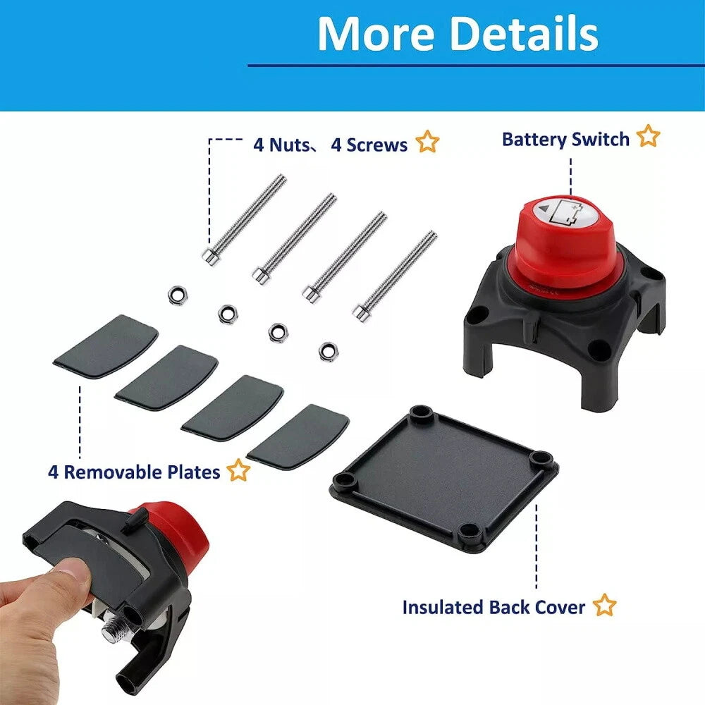 Battery Switch for Marine Boat Car Master Power Cut Off Disconnect (12-48V)