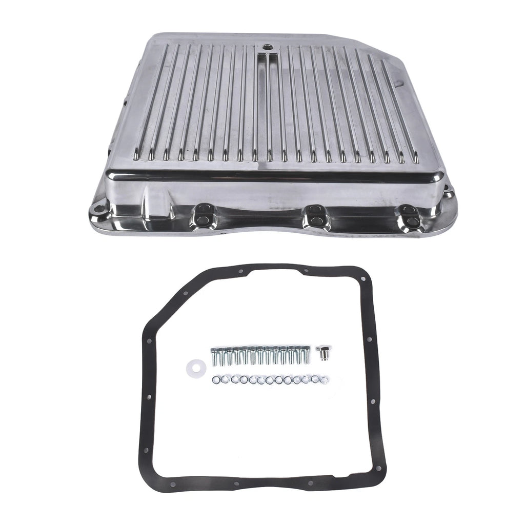 Finned Polished Transmission Pan w/ Hardware for GM Turbo 350 (TH350)