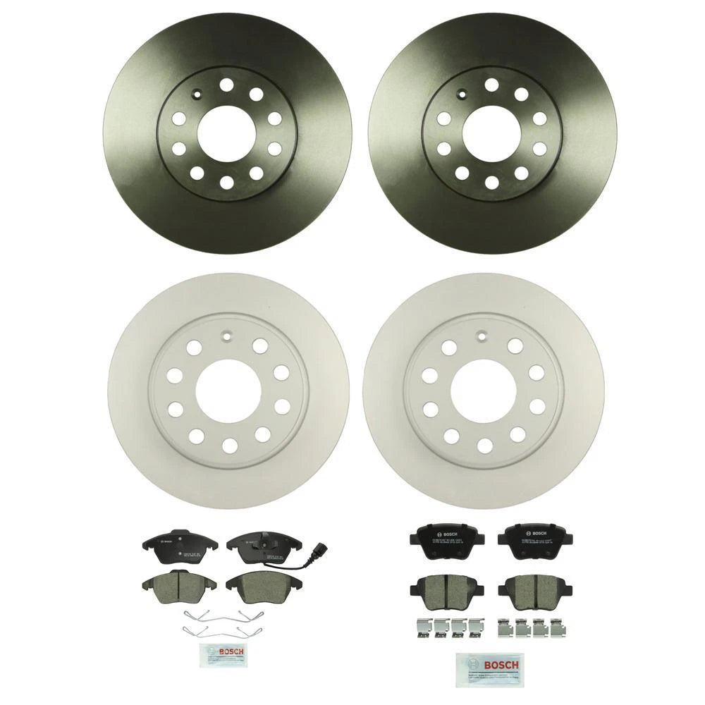 Brake Kit Disc Rotors & Ceramic Pads for Audi VW (Front 288mm & Rear 252.8mm)