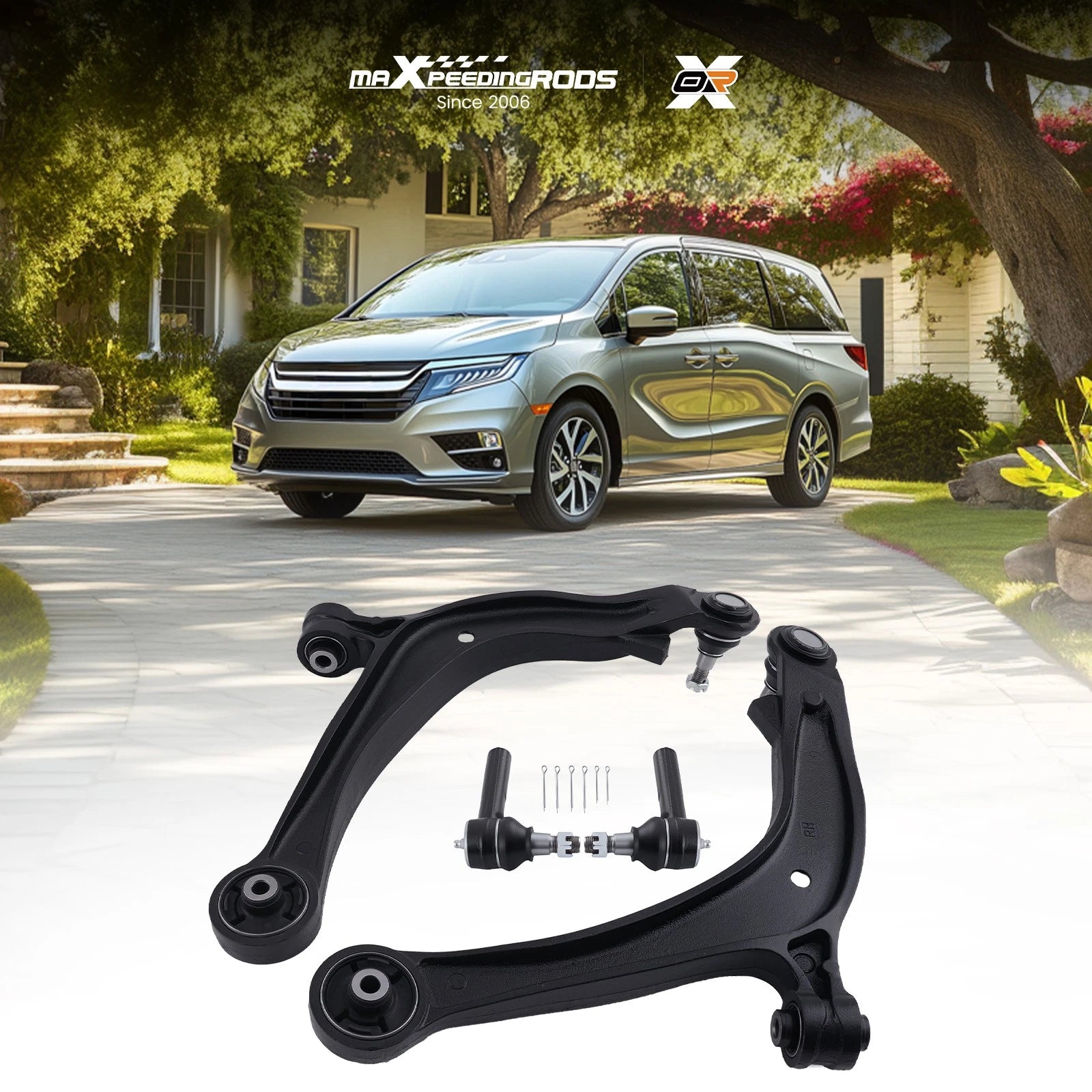 Set of 4 Front Lower Control Arms Outer Tie Rods for Honda Odyssey (2011–2017)