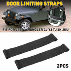 2X Black Door Limiting Straps for Jeep Wrangler (1955–2006)