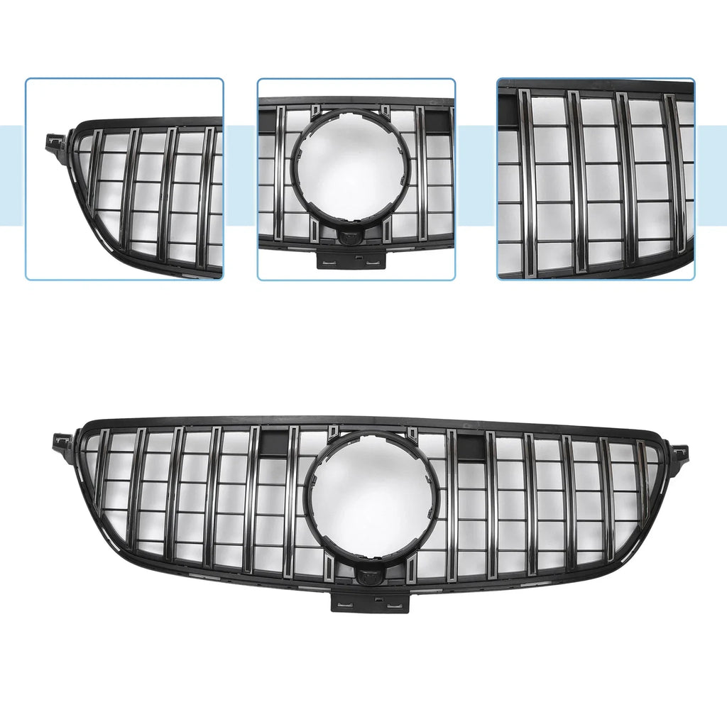 Front Upper Bumper Grille for Mercedes-Benz GLE 2015-2019 Chrome Silver Tone