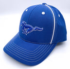 Licensed Ford Mustang Hat Blue Running Pony Logo with White Stitching (2005–2015)