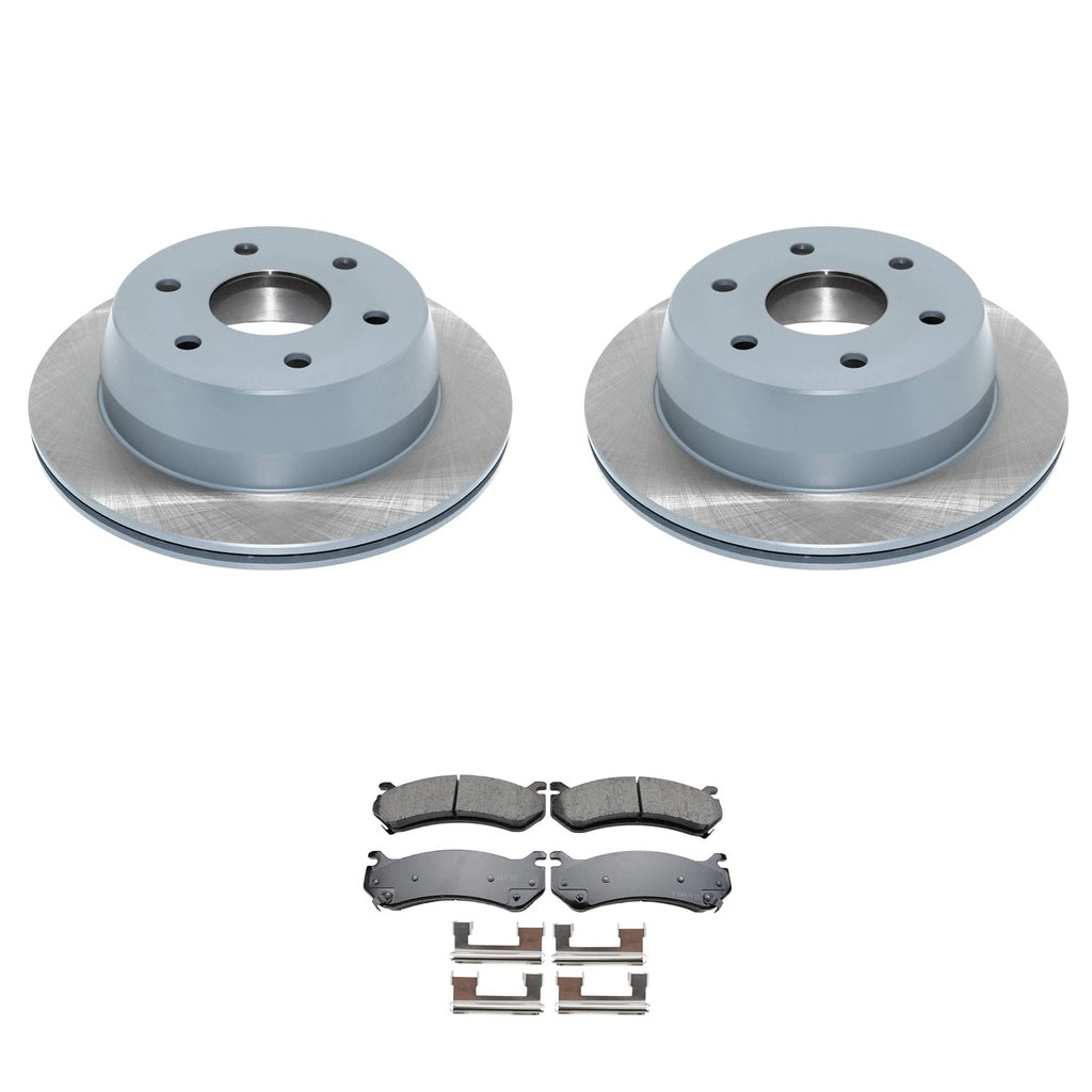 Set of 2 DuraGo Rear Rotors & Akebono ProACT Ceramic Brake Pads for Silverado 2500
