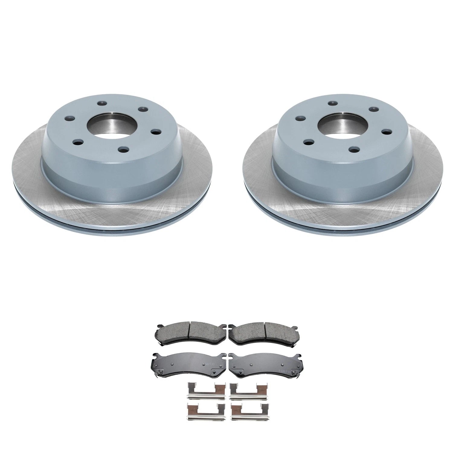 Set of 2 DuraGo Rear Rotors & Akebono ProACT Ceramic Brake Pads for Silverado 2500