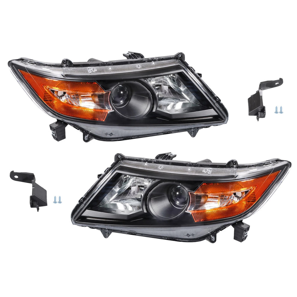 Set of 2 Black Headlights for Honda Odyssey (2011–2017)
