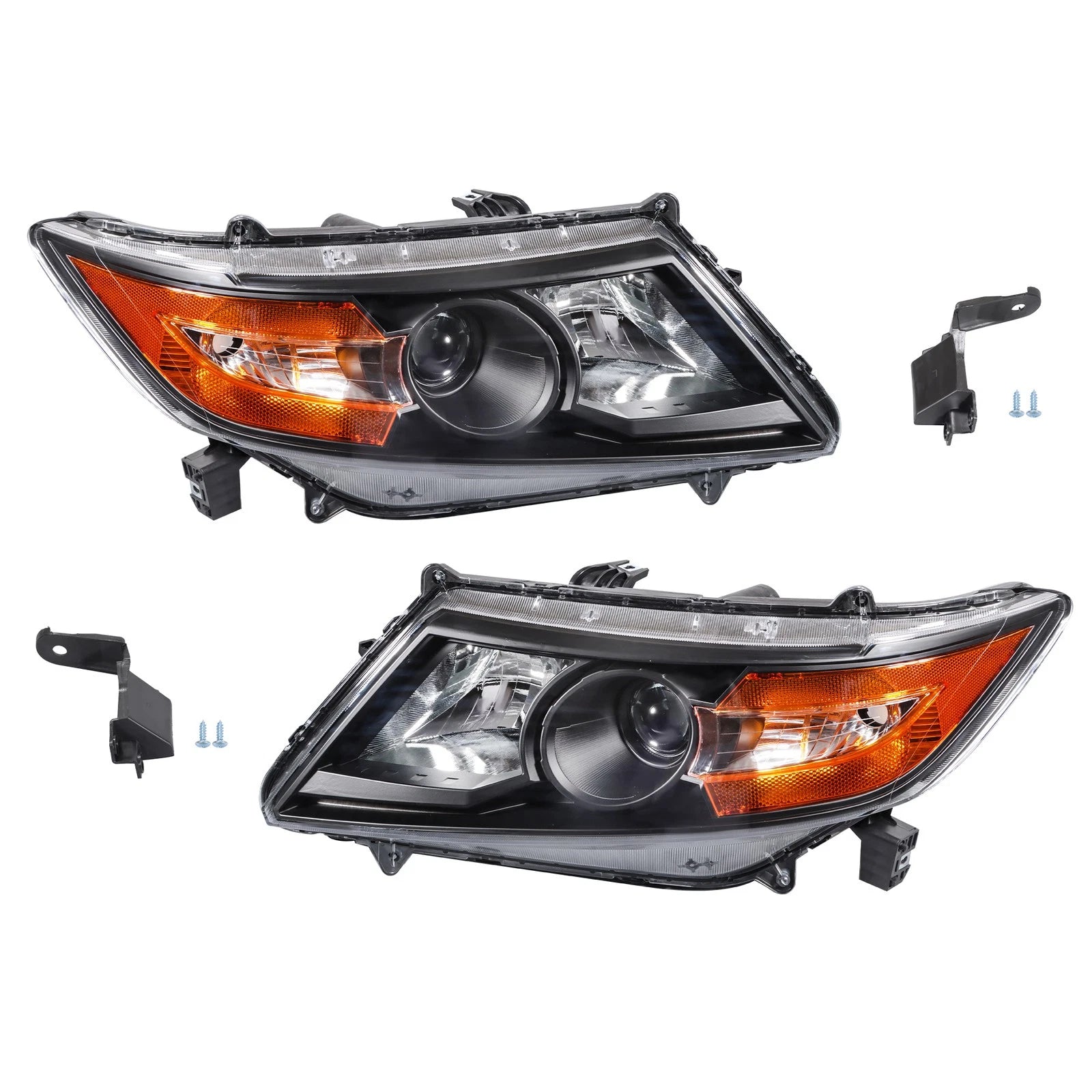 Set of 2 Black Headlights for Honda Odyssey (2011–2017)