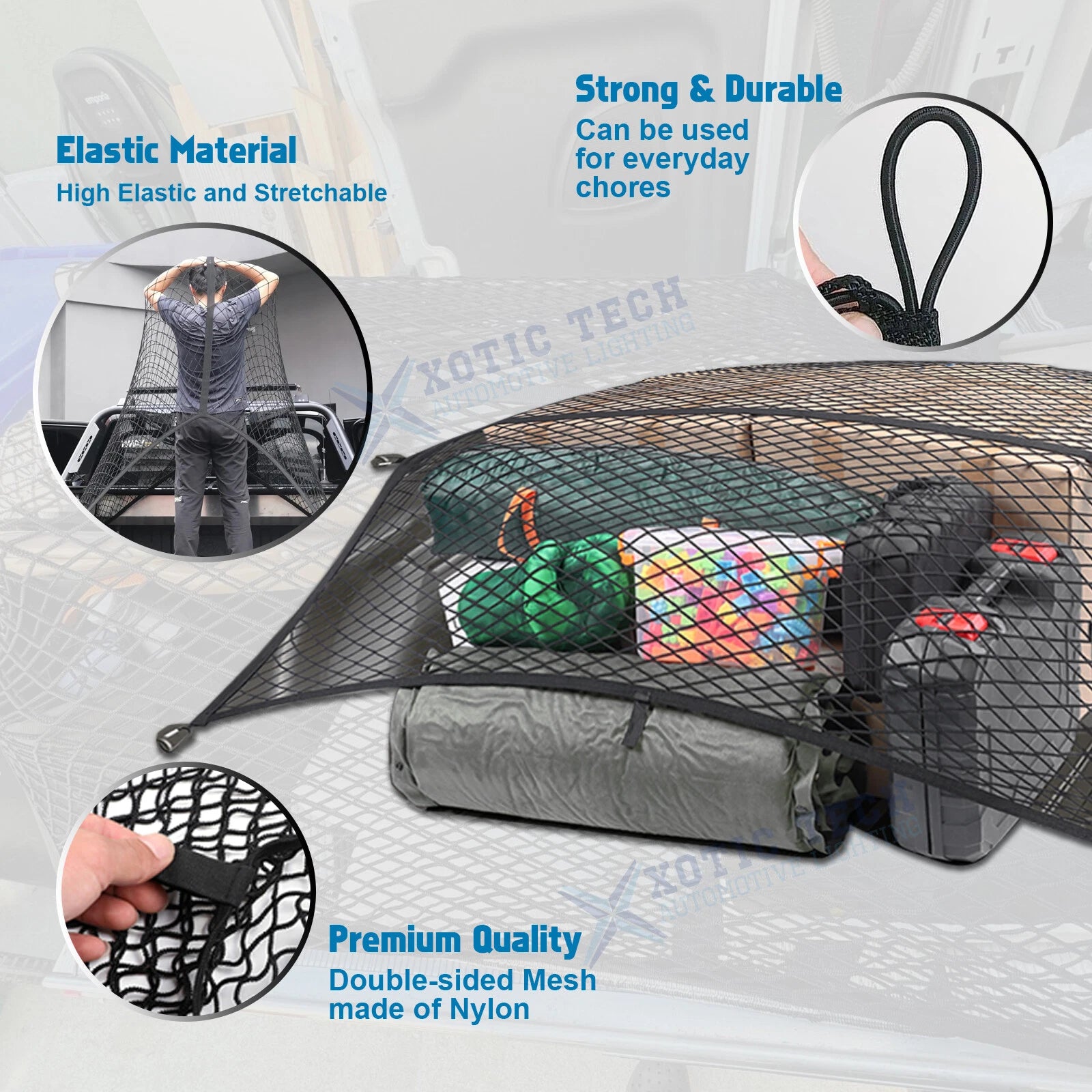 Envelope Style Rear Cargo Net Tailgate Holder Bag for Dodge Ram (2019-2025)
