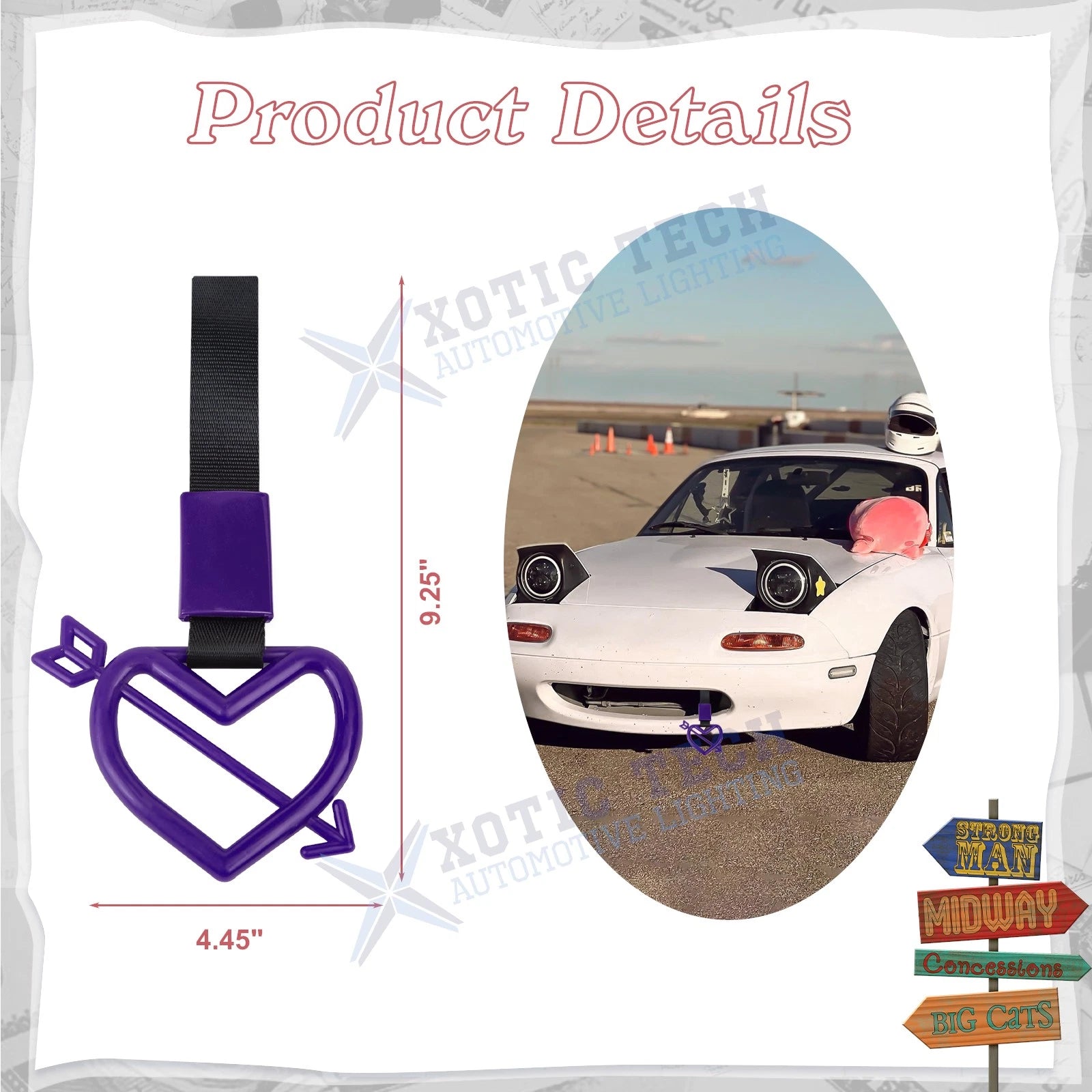 Purple Tsurikawa Hanger Cupid's Arrow for Japanese Car (1990-2020)