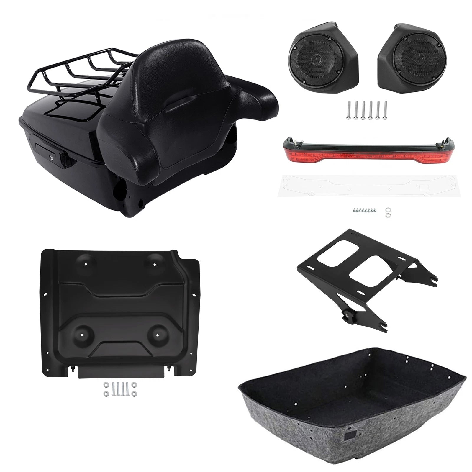 Backrest Mount Rack Light Speakers Plate for Harley Touring (2014–2026)