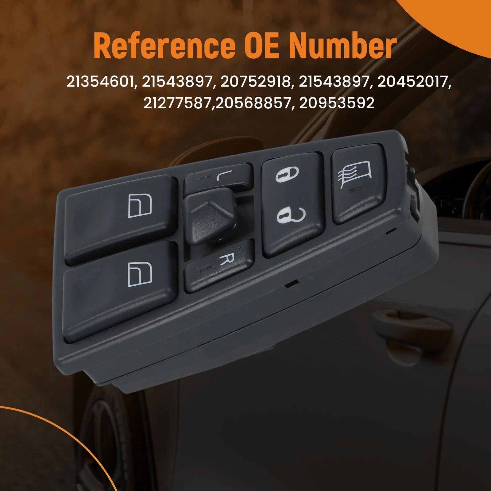 Window Switch with Power Locks for Volvo VAH (2011–2015) 21354601 Front Left