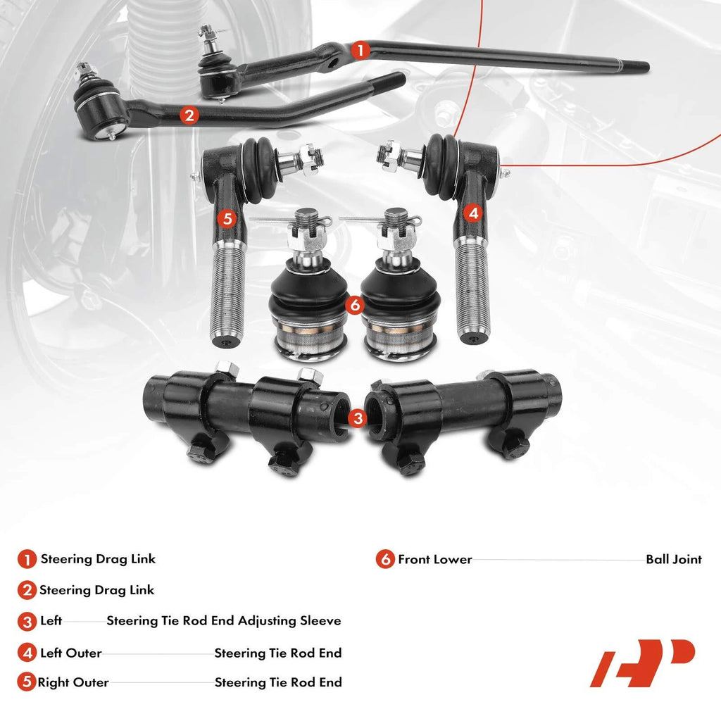 Set of 8 Inner & Outer Tie Rod Ends for Ford E-150 Econoline (1992-2014)