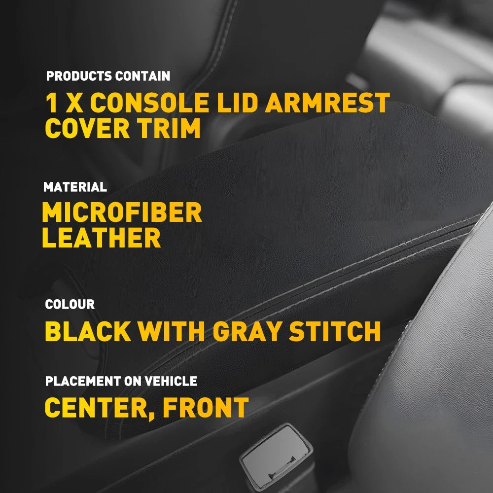 Black Leather Center Console Lid Armrest Cover Pad for Dodge Journey (2011–2020) EPY