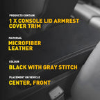 Black Leather Center Console Lid Armrest Cover Pad for Dodge Journey (2011–2020) EPY