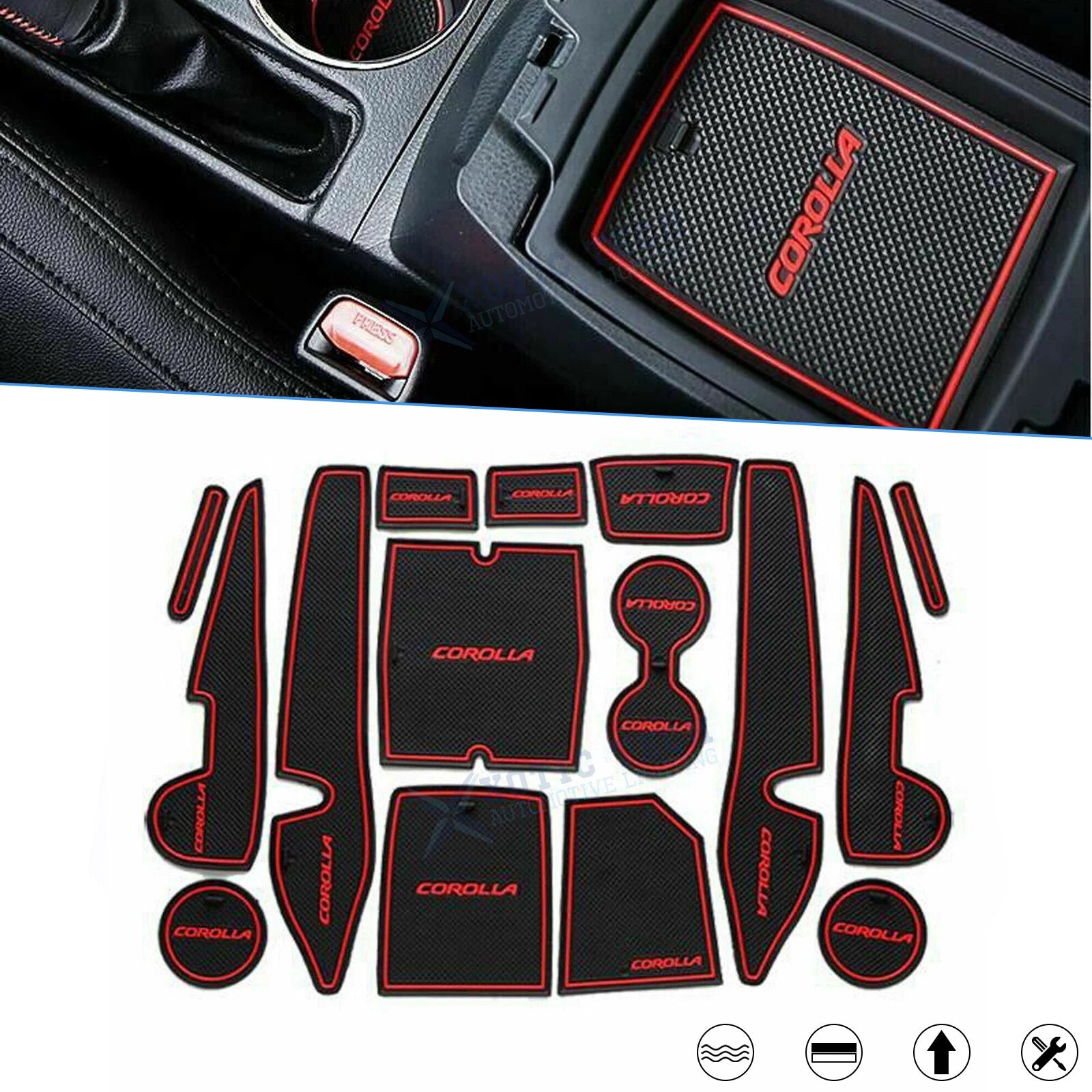 Full Interior Door Compartment & Cup Holder Coaster for Toyota Corolla (2014–2019)