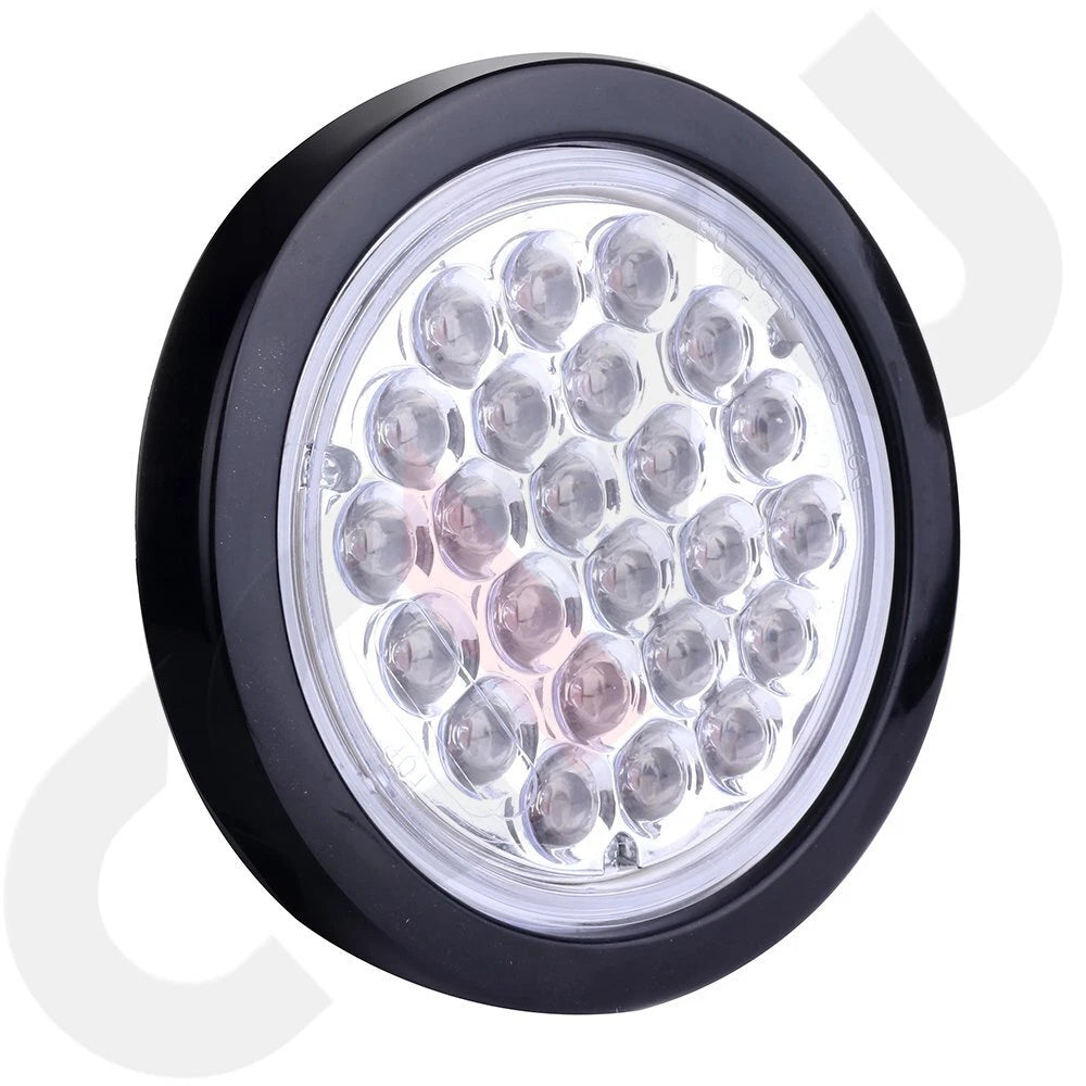 Set of 2 4'' Round White LED Reverse Lights for Truck Trailer (24V)