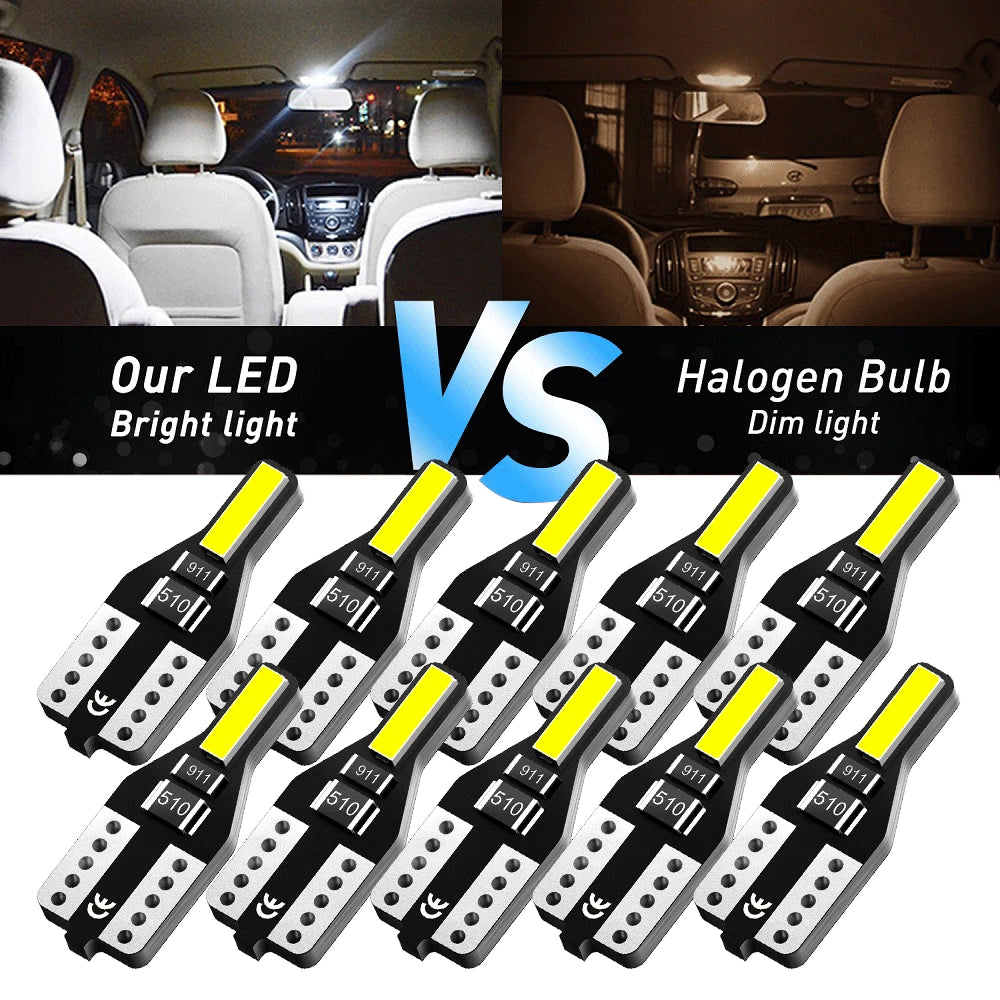 10x T10 SMD LED Interior Light Bulbs W5W 194 158 168 2825 for Universal
