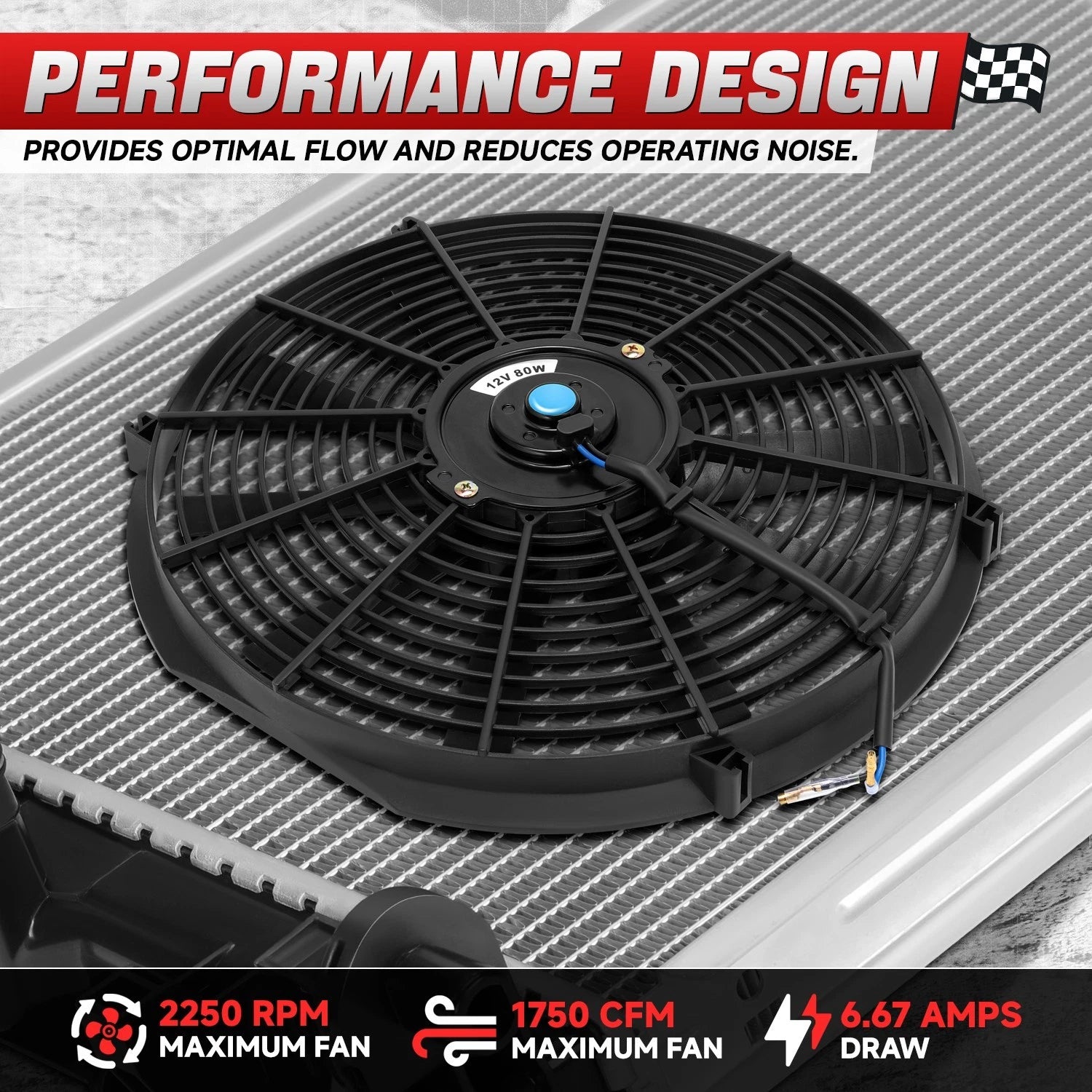 14" Slim Electric Radiator Fan Relay Kit for Universal Applications (Fits Most)