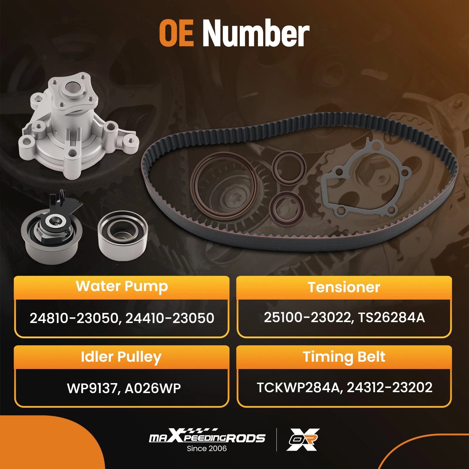 Timing Belt Water Pump Kit for Hyundai Elantra Tucson Kia Soul Spectra5 (2.0L) (2006–2012)