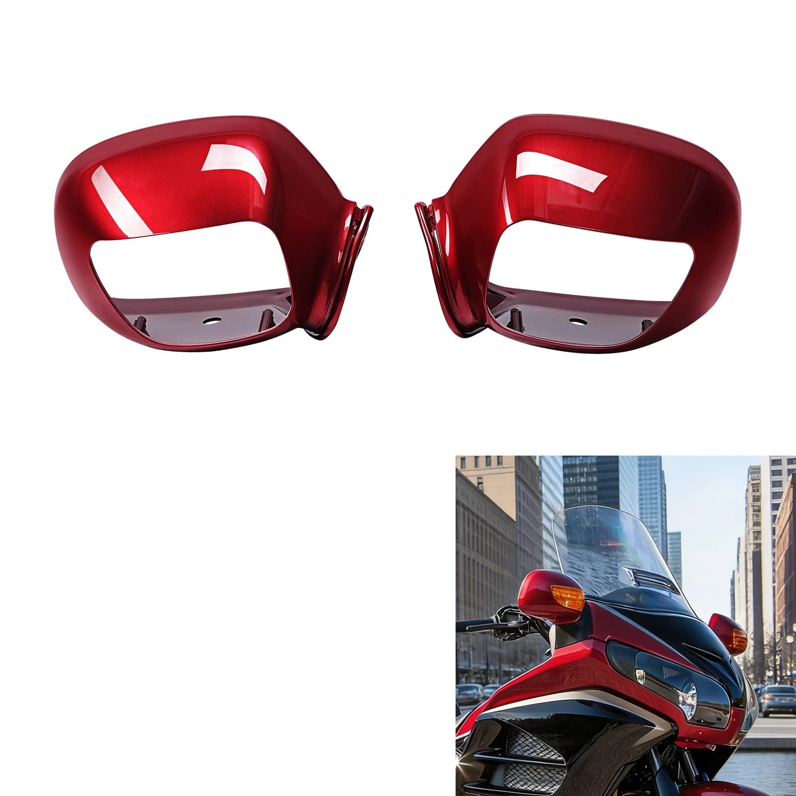 Red Rear View Mirror Covers for Honda Goldwing GL1800 (2001–2017)