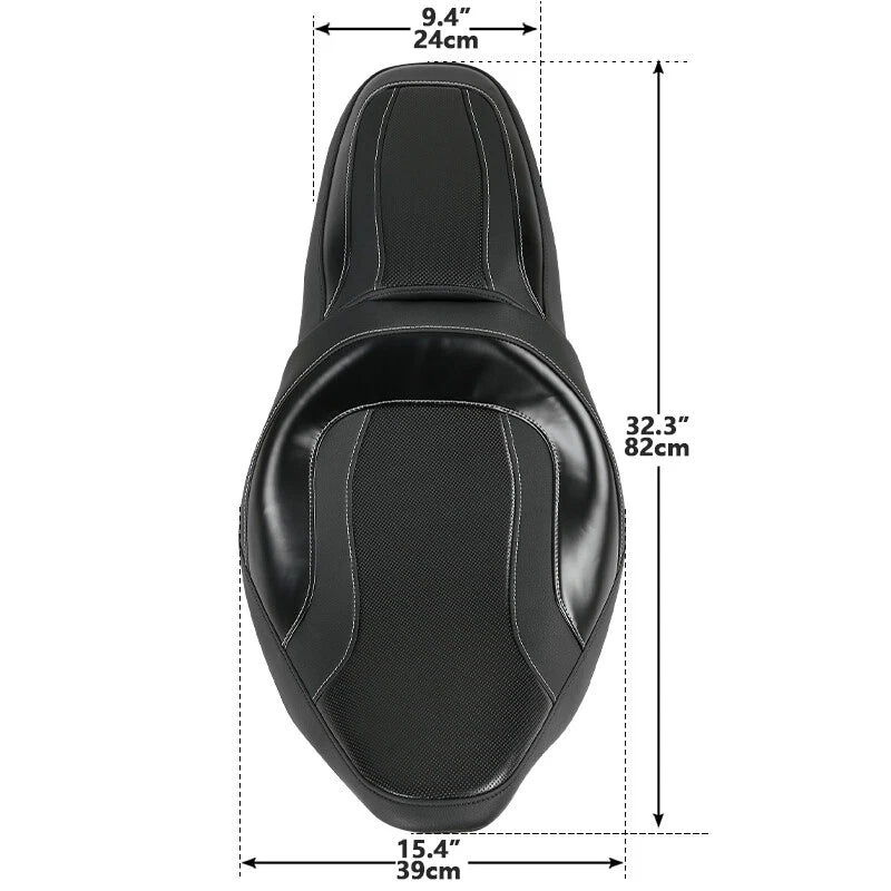 Rider Driver Passenger Seat for Harley Touring Models (2009–2023) Black