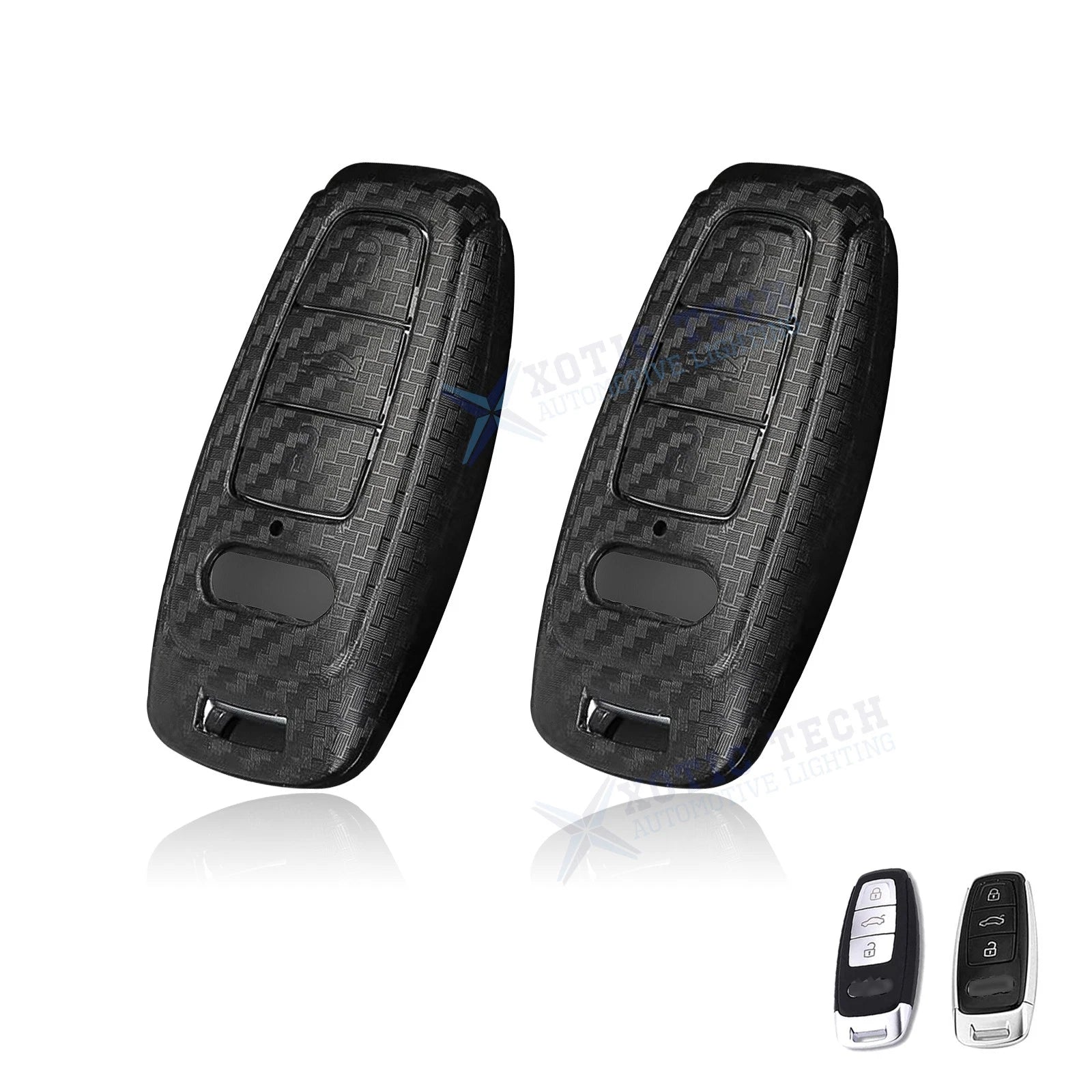 Carbon Fiber Style Hard Shell Key Fob Cover Case for Audi (2017–2020)