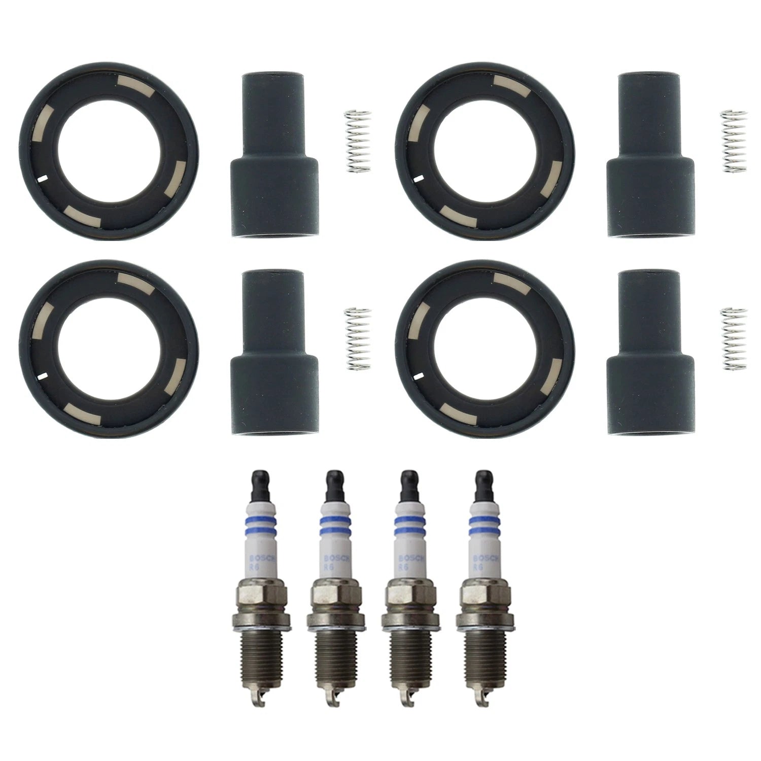 Set of 4 Bosch Platinum Spark Plugs & Denso Ignition Coil Boot Kit for Celica Matrix (L4)