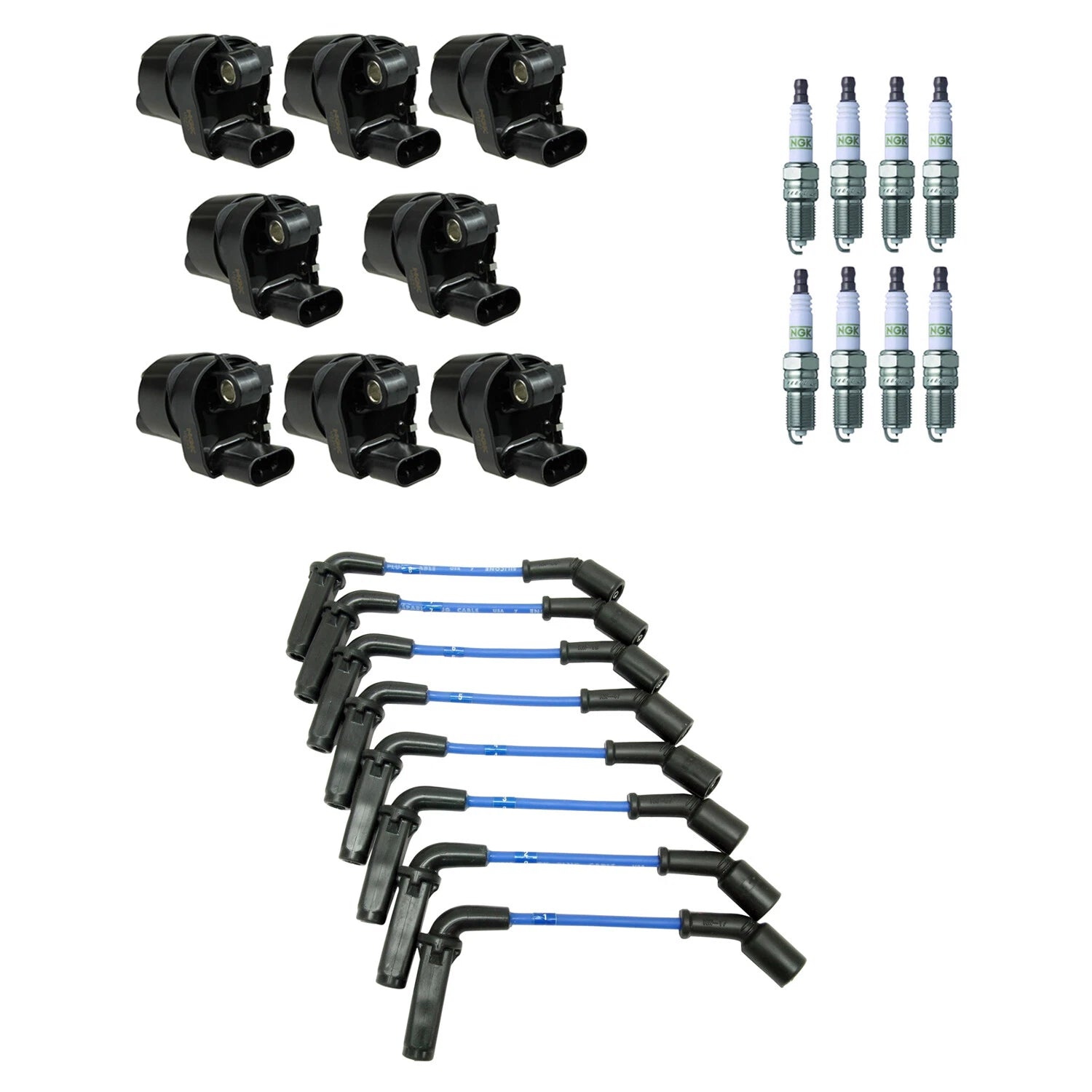 Set of 8 Ignition Coil Wires & Platinum Spark Plugs for Corvette Escalade