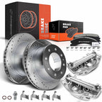 Set of 8 Rear Drilled Brake Rotors and Pads for Chevrolet Silverado GMC