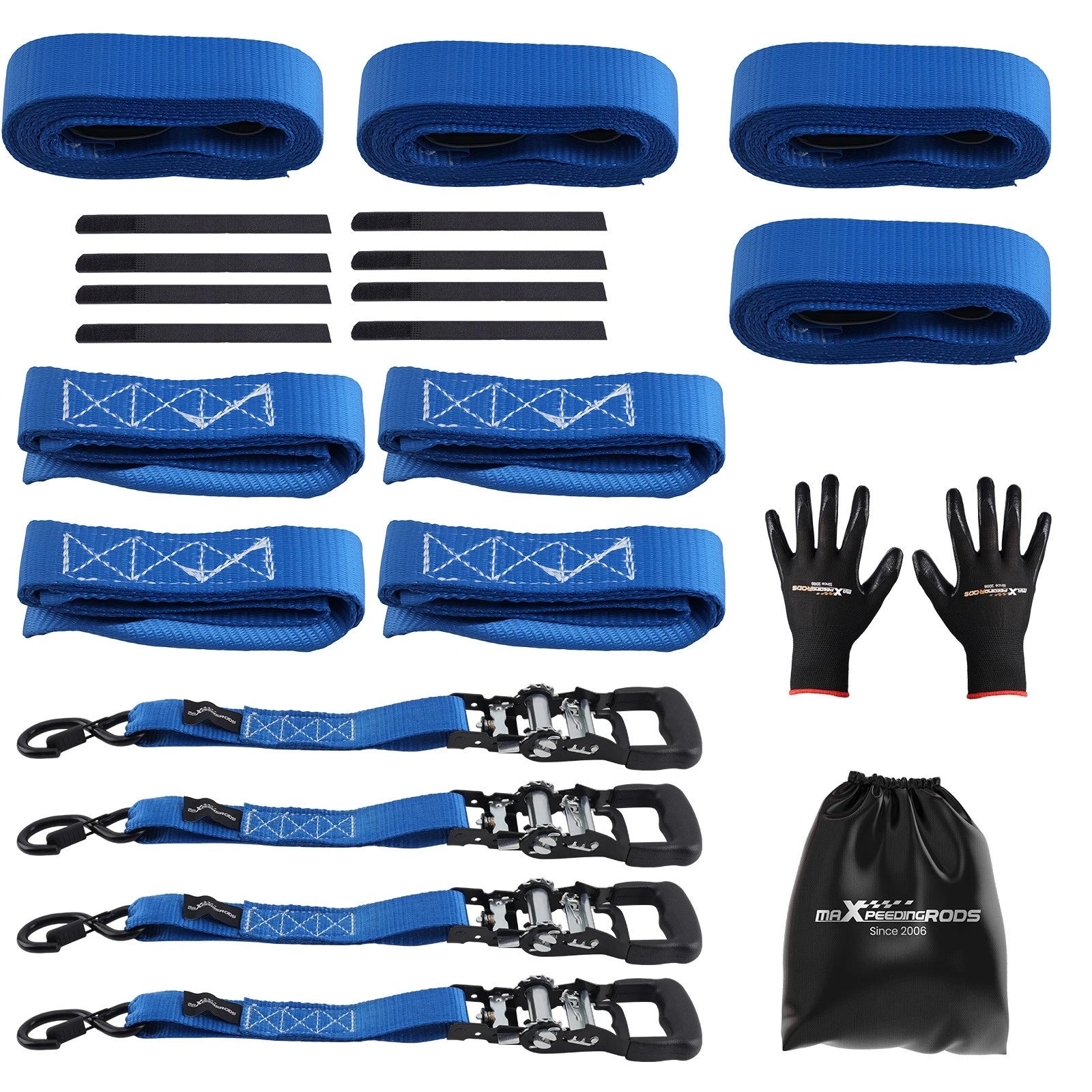 Set of 2 Ratchet Tie Down Straps 1.6in x 8ft 5208 lb for Truck Trailer