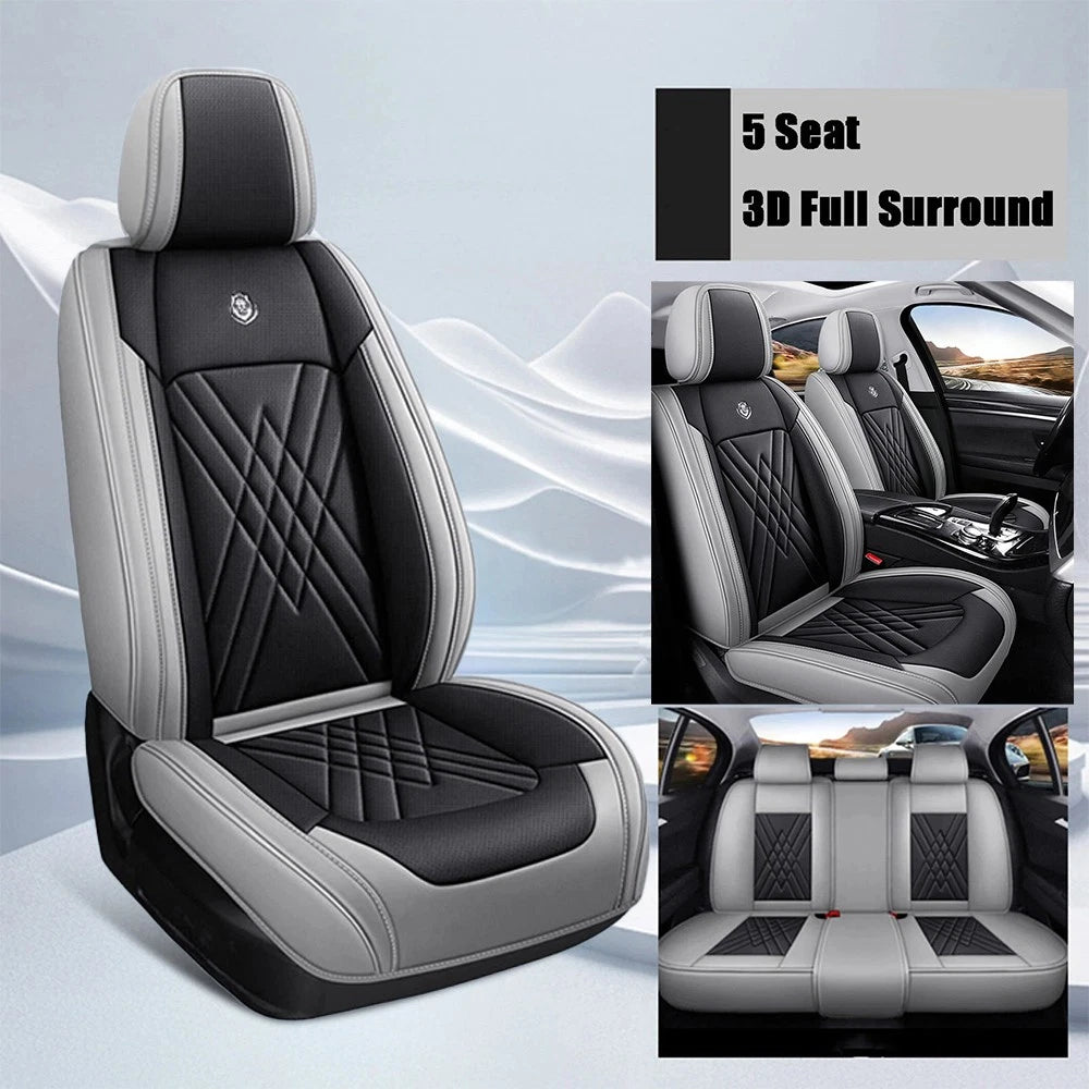 Leather Car Seat Full Set for Toyota (5-Seat, Black & Gray)