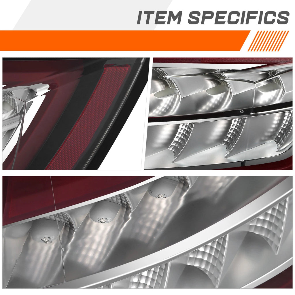 Right Side LED Chrome Outer Taillight Stop Brake Lamp for Ford Edge (2015–2018)