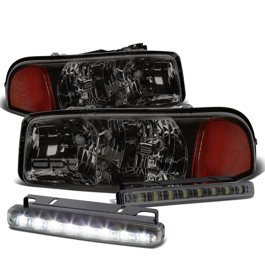 Smoked Housing Headlight + Amber Corner + LED Fog Light Kit for GMC Sierra/Yukon (1999–2006)
