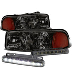 Smoked Housing Headlight + Amber Corner + LED Fog Light Kit for GMC Sierra/Yukon (1999–2006)