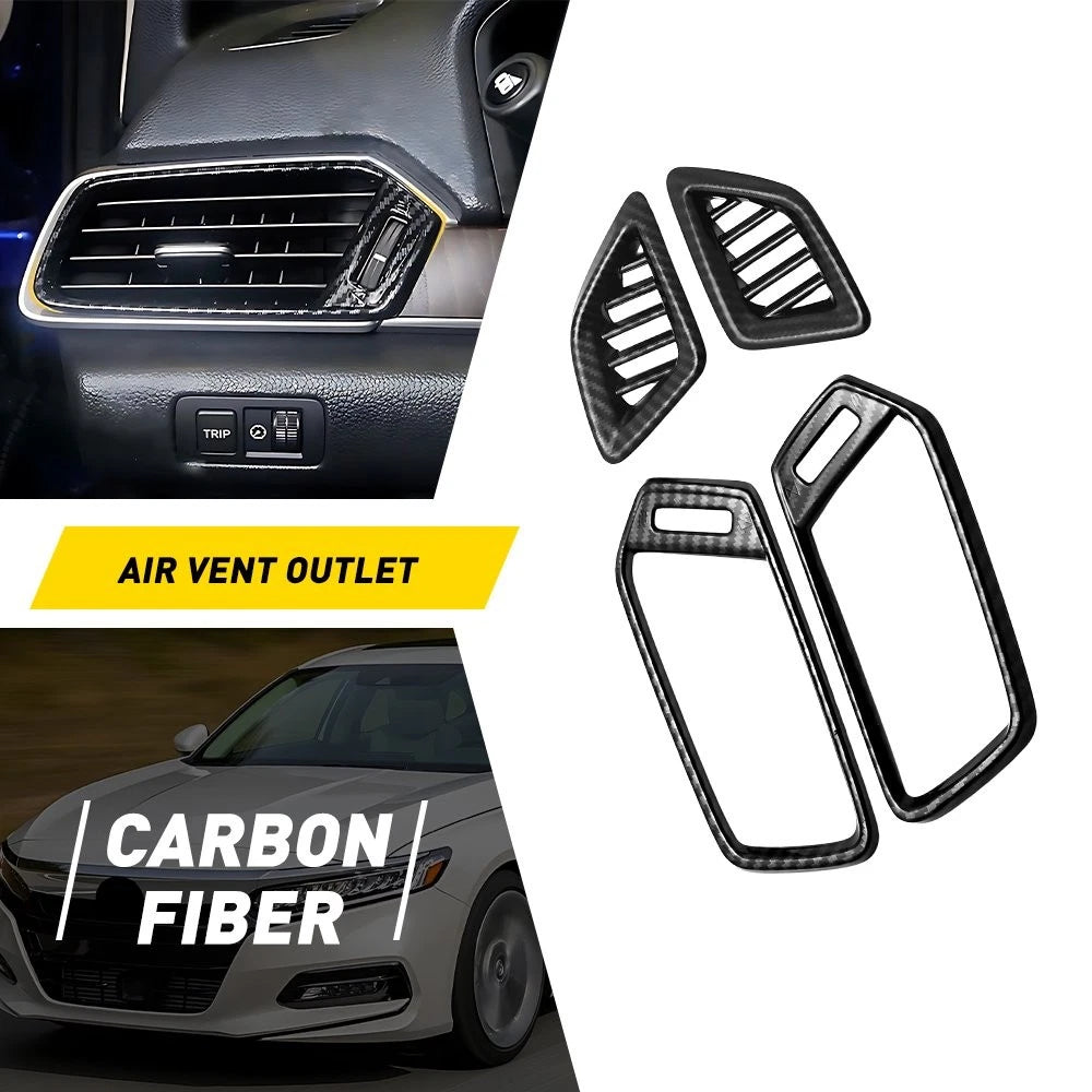 4X Carbon Fiber Dashboard Air Vent Trims for Honda Accord (2018–2022)
