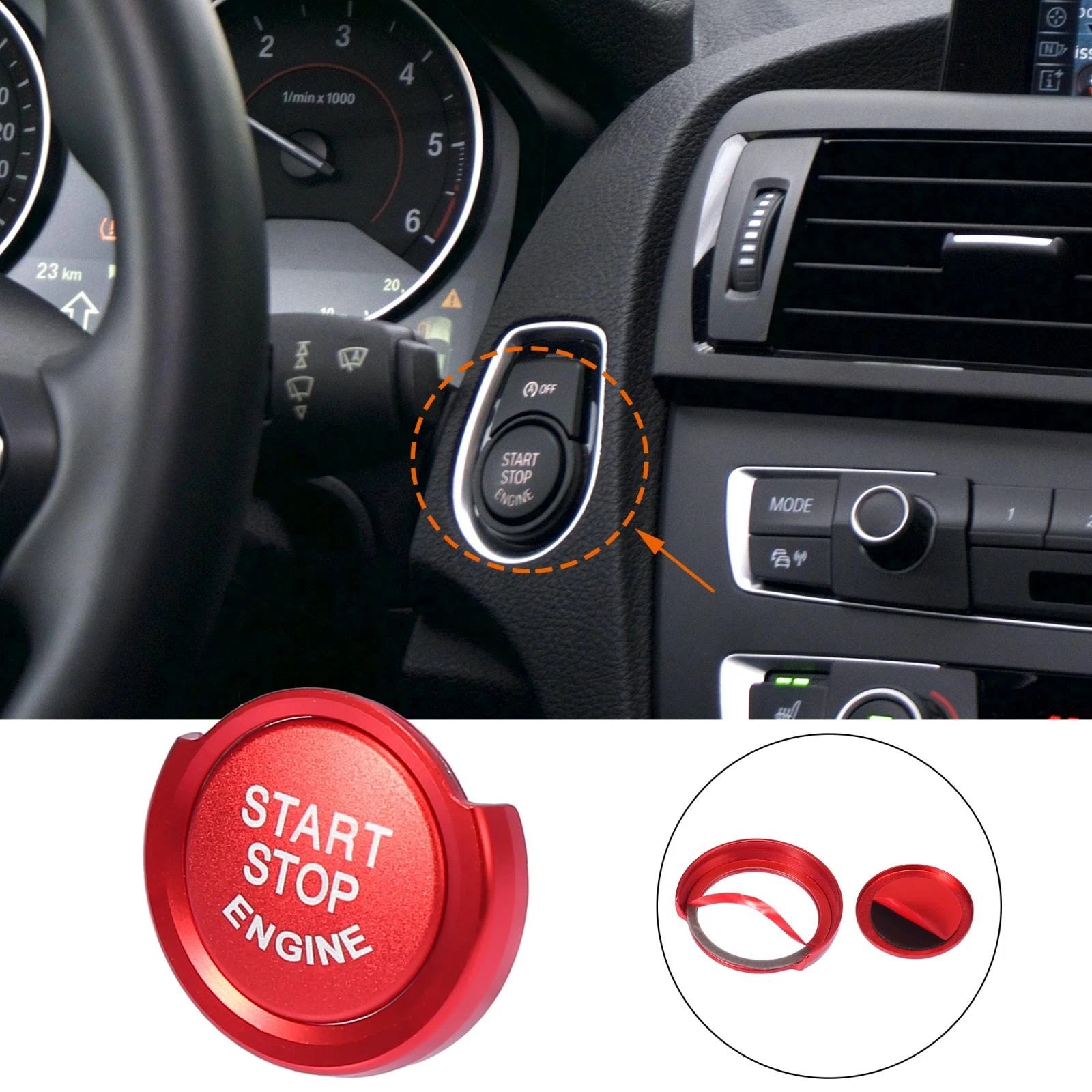 Start Stop Button Cap Ring Kit for BMW 1 2 3 4 Series X1 X2 (2011–2023)