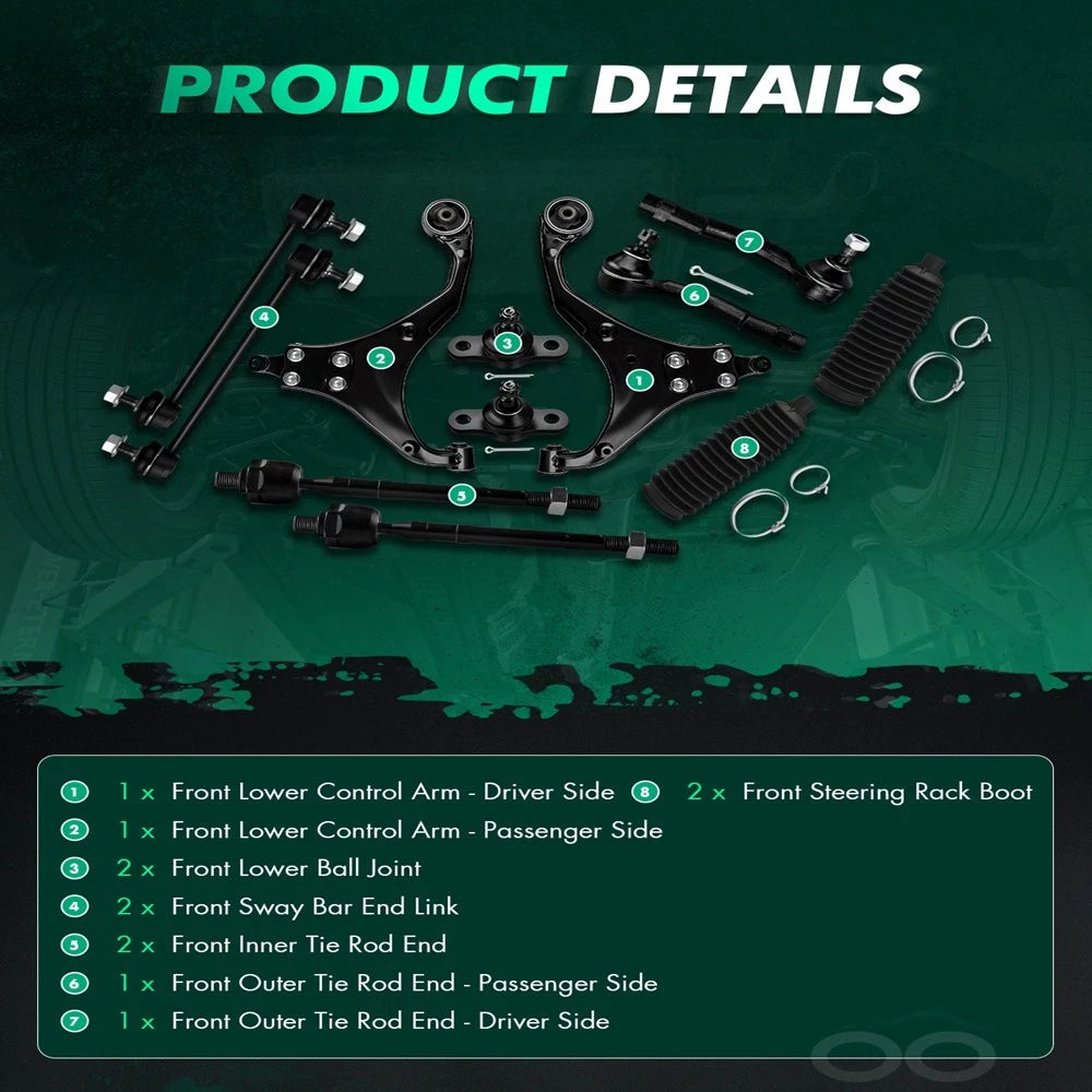 14Pcs Sway Bar End Link Tie Rod End for Toyota Tacoma (1998–2000)