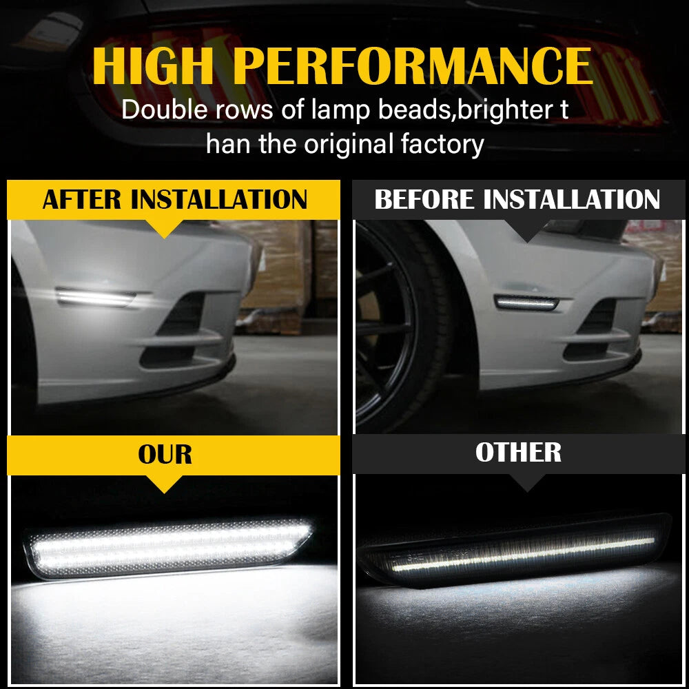 2X LED Front Bumper Side Marker Lights for Ford Mustang (2010–2014)