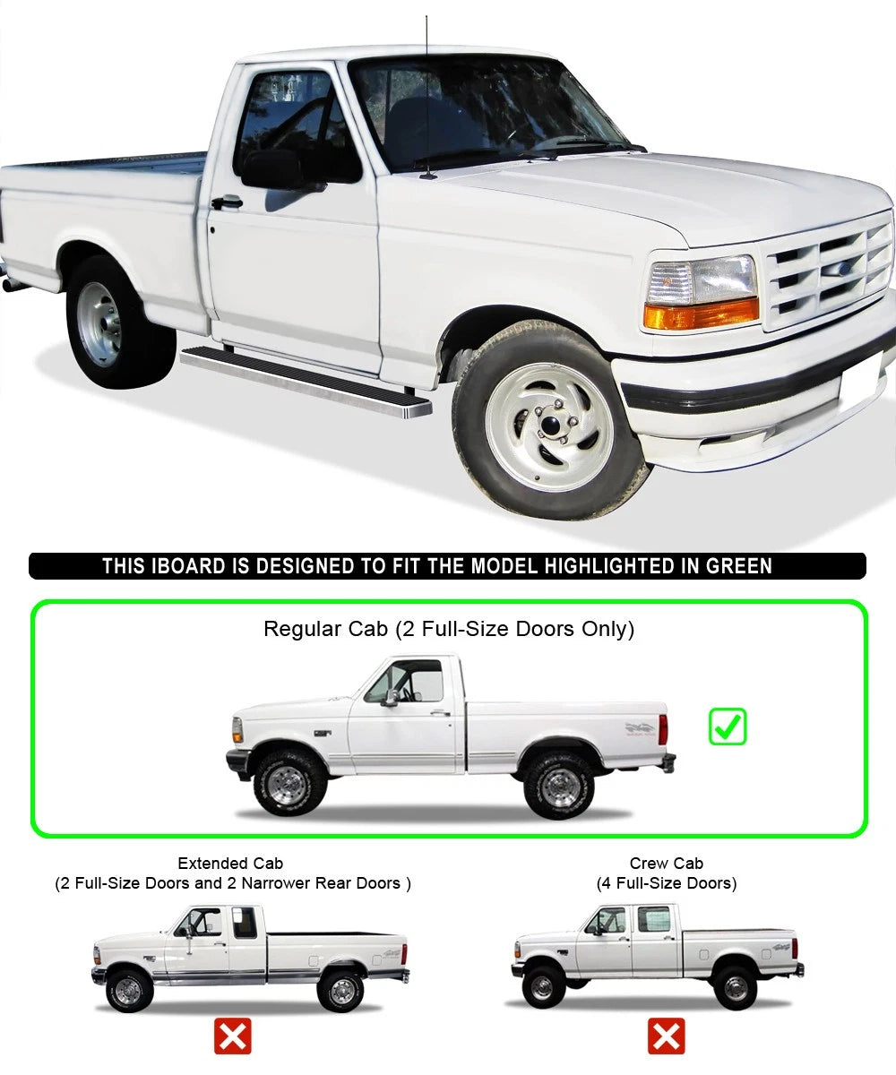 5-Inch Running Boards for Ford Bronco F150 Regular Cab (1980-1996)