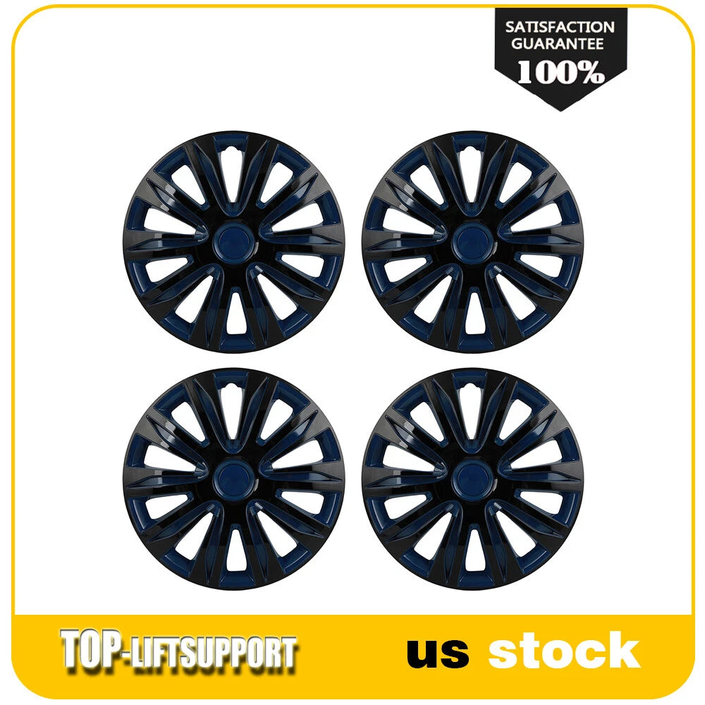 Set of 4 Wheel Covers for R15 Tire & Steel Rim (15" Black & Blue)