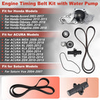 Engine Timing Belt Kit & Water Pump for Acura Honda Accord Saturn 