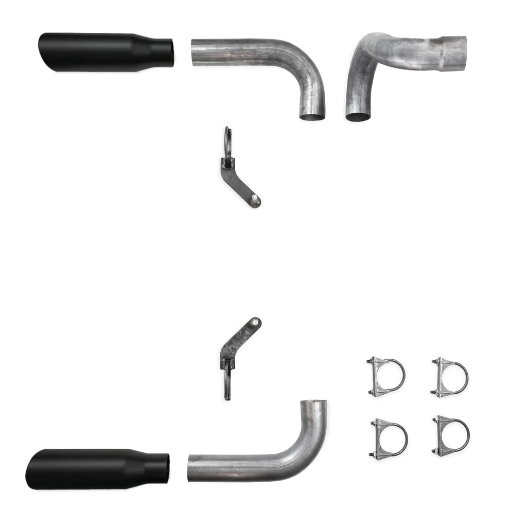 2.5" Dual Exhaust Kit for Jeep Wrangler (2018–2025) No Muffler Rolled Black Tips