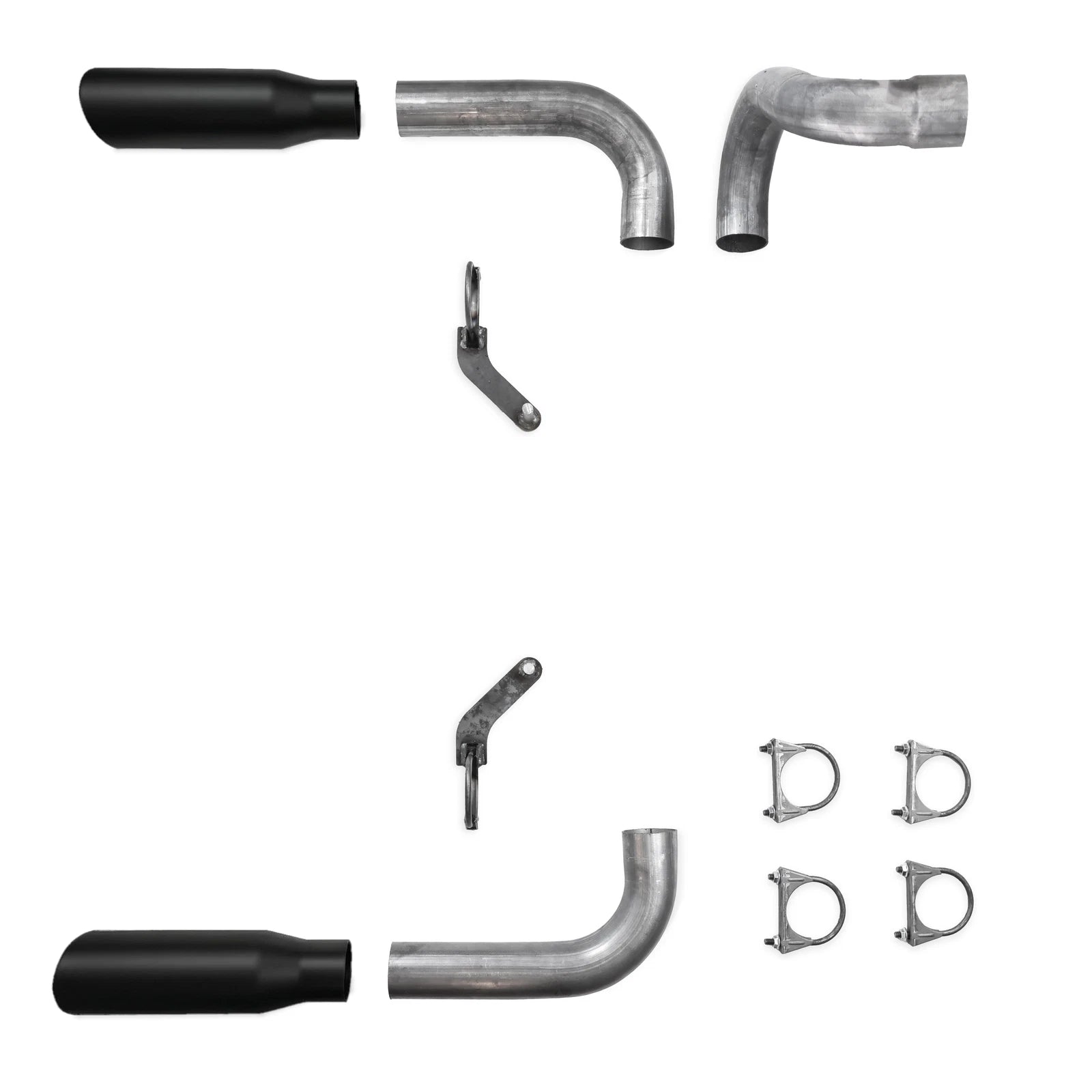 2.5" Dual Exhaust Kit for Jeep Wrangler (2018–2025) No Muffler Rolled Black Tips