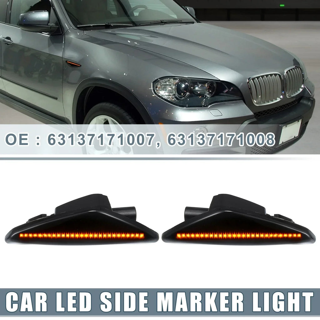 1 Pair LED Side Marker Amber Light for BMW X3 Black Lens (2011 - 2014)