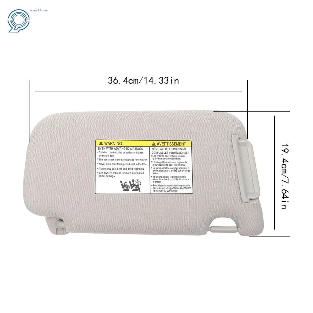 Driver Sun Visors for Nissan Sentra (2013–2019) with Vanity Mirror, Light Gray